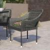Flash Furniture Ethan Commercial Grade Patio Chair, All Weather PE Rattan Wicker Stacking Patio Dining Chair, Set of 2, Gray(Grey)