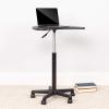 Flash Furniture Eve Sit to Stand Mobile Laptop Desk/Speaker’s Lectern with Wheels, Modern Height-Adjustable Portable Standing Computer Desk, Black(Black)