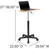 Flash Furniture Eve Sit to Stand Mobile Laptop Desk/Speaker’s Lectern with Wheels, Modern Height-Adjustable Portable Standing Computer Desk, Black(Maple)