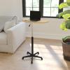 Flash Furniture Eve Sit to Stand Mobile Laptop Desk/Speaker’s Lectern with Wheels, Modern Height-Adjustable Portable Standing Computer Desk, Black(Maple)