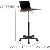Flash Furniture Eve Sit to Stand Mobile Laptop Desk/Speaker’s Lectern with Wheels, Modern Height-Adjustable Portable Standing Computer Desk, Black(Rustic Walnut)