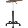 Flash Furniture Eve Sit to Stand Mobile Laptop Desk/Speaker’s Lectern with Wheels, Modern Height-Adjustable Portable Standing Computer Desk, Black(Rustic Walnut)
