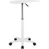 Flash Furniture Eve Sit to Stand Mobile Laptop Desk/Speaker’s Lectern with Wheels, Modern Height-Adjustable Portable Standing Computer Desk, Black(White)