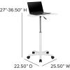 Flash Furniture Eve Sit to Stand Mobile Laptop Desk/Speaker’s Lectern with Wheels, Modern Height-Adjustable Portable Standing Computer Desk, Black(White)