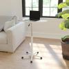 Flash Furniture Eve Sit to Stand Mobile Laptop Desk/Speaker’s Lectern with Wheels, Modern Height-Adjustable Portable Standing Computer Desk, Black(White)
