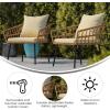 Flash Furniture Evin Set of 2 Boho Indoor/Outdoor Patio Chairs – Natural Finish Faux Rattan Wicker – Cream All-Weather Cushions – Integrated Armrests