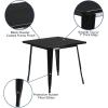 Flash Furniture Felix Commercial Grade 31.5″ Square White Metal Indoor-Outdoor Table(Black)