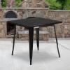 Flash Furniture Felix Commercial Grade 31.5″ Square White Metal Indoor-Outdoor Table(Black)