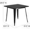 Flash Furniture Felix Commercial Grade 31.5″ Square White Metal Indoor-Outdoor Table(Black)