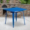 Flash Furniture Felix Commercial Grade 31.5″ Square White Metal Indoor-Outdoor Table(Blue)