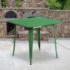Flash Furniture Felix Commercial Grade 31.5″ Square White Metal Indoor-Outdoor Table(Green)
