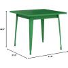 Flash Furniture Felix Commercial Grade 31.5″ Square White Metal Indoor-Outdoor Table(Green)