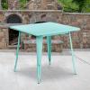 Flash Furniture Felix Commercial Grade 31.5″ Square White Metal Indoor-Outdoor Table(Mint Green)