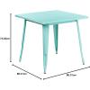 Flash Furniture Felix Commercial Grade 31.5″ Square White Metal Indoor-Outdoor Table(Orange)