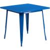 Flash Furniture Felix Commercial Grade 31.5″ Square White Metal Indoor-Outdoor Table(Orange)