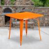 Flash Furniture Felix Commercial Grade 31.5″ Square White Metal Indoor-Outdoor Table(Orange)