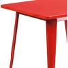 Flash Furniture Felix Commercial Grade 31.5″ Square White Metal Indoor-Outdoor Table(Red)