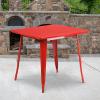 Flash Furniture Felix Commercial Grade 31.5″ Square White Metal Indoor-Outdoor Table(Red)