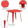 Flash Furniture Felix Commercial Grade 31.5″ Square White Metal Indoor-Outdoor Table(Red)