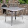 Flash Furniture Felix Commercial Grade 31.5″ Square White Metal Indoor-Outdoor Table(Silver)