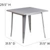Flash Furniture Felix Commercial Grade 31.5″ Square White Metal Indoor-Outdoor Table(Silver)