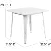 Flash Furniture Felix Commercial Grade 31.5″ Square White Metal Indoor-Outdoor Table(White)