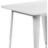 Flash Furniture Felix Commercial Grade 31.5″ Square White Metal Indoor-Outdoor Table(White)