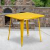 Flash Furniture Felix Commercial Grade 31.5″ Square White Metal Indoor-Outdoor Table(Yellow)