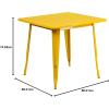 Flash Furniture Felix Commercial Grade 31.5″ Square White Metal Indoor-Outdoor Table(Yellow)