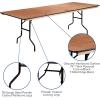 Flash Furniture Fielder 8′ Rectangular All-Occasion Wood Folding Event Table, Foldable Portable Banquet Table with Wooden Top, Natural/Black