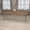 Flash Furniture Fielder 8′ Rectangular All-Occasion Wood Folding Event Table, Foldable Portable Banquet Table with Wooden Top, Natural/Black