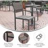Flash Furniture Finch Commercial Grade Armless Patio Chair, Stackable Side Chair with Faux Teak Poly Slats and Metal Frame, Gray/Gray(Grey)