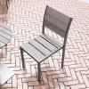 Flash Furniture Finch Commercial Grade Armless Patio Chair, Stackable Side Chair with Faux Teak Poly Slats and Metal Frame, Gray/Gray(Grey)