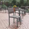 Flash Furniture Finch Commercial Grade Armless Patio Chair, Stackable Side Chair with Faux Teak Poly Slats and Metal Frame, Gray/Gray(Grey)