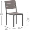 Flash Furniture Finch Commercial Grade Armless Patio Chair, Stackable Side Chair with Faux Teak Poly Slats and Metal Frame, Gray/Gray(Grey)