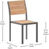 Flash Furniture Finch Commercial Grade Armless Patio Chair, Stackable Side Chair with Faux Teak Poly Slats and Metal Frame, Gray/Gray(Natural)