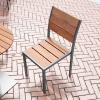Flash Furniture Finch Commercial Grade Armless Patio Chair, Stackable Side Chair with Faux Teak Poly Slats and Metal Frame, Gray/Gray(Natural)