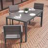 Flash Furniture Finch Commercial Grade Outdoor Dining Table 55″ x 31″ with Faux Teak Poly Slats and Metal Frame, Natural/Gray(Gray Top/Gray Frame)