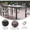 Flash Furniture Finch Commercial Grade Outdoor Dining Table 55″ x 31″ with Faux Teak Poly Slats and Metal Frame, Natural/Gray(Gray Top/Gray Frame)