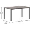 Flash Furniture Finch Commercial Grade Outdoor Dining Table 55″ x 31″ with Faux Teak Poly Slats and Metal Frame, Natural/Gray(Gray Top/Gray Frame)