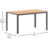Flash Furniture Finch Commercial Grade Outdoor Dining Table 55″ x 31″ with Faux Teak Poly Slats and Metal Frame, Natural/Gray(Natural Top/Gray Frame)