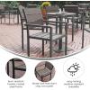 Flash Furniture Finch Commercial Grade Patio Chair with Arms, Stackable Side Chair with Faux Teak Poly Slats and Metal Frame, Natural/Gray(Grey)