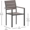 Flash Furniture Finch Commercial Grade Patio Chair with Arms, Stackable Side Chair with Faux Teak Poly Slats and Metal Frame, Natural/Gray(Grey)