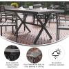 Flash Furniture Finch Commercial Grade X-Frame Outdoor Dining Table 59″ x 35.5″ with Faux Teak Poly Slats and Metal Frame, Gray/Gray(Gray Top/Gray Frame)