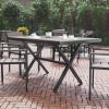 Flash Furniture Finch Commercial Grade X-Frame Outdoor Dining Table 59″ x 35.5″ with Faux Teak Poly Slats and Metal Frame, Gray/Gray(Gray Top/Gray Frame)