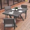 Flash Furniture Finch Commercial Grade X-Frame Outdoor Dining Table 59″ x 35.5″ with Faux Teak Poly Slats and Metal Frame, Gray/Gray(Gray Top/Gray Frame)