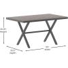 Flash Furniture Finch Commercial Grade X-Frame Outdoor Dining Table 59″ x 35.5″ with Faux Teak Poly Slats and Metal Frame, Gray/Gray(Gray Top/Gray Frame)