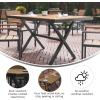 Flash Furniture Finch Commercial Grade X-Frame Outdoor Dining Table 59″ x 35.5″ with Faux Teak Poly Slats and Metal Frame, Gray/Gray(Natural Top/Gray Frame)
