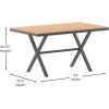 Flash Furniture Finch Commercial Grade X-Frame Outdoor Dining Table 59″ x 35.5″ with Faux Teak Poly Slats and Metal Frame, Gray/Gray(Natural Top/Gray Frame)