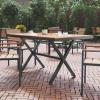 Flash Furniture Finch Commercial Grade X-Frame Outdoor Dining Table 59″ x 35.5″ with Faux Teak Poly Slats and Metal Frame, Gray/Gray(Natural Top/Gray Frame)